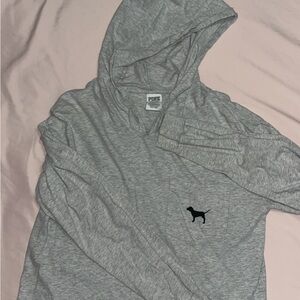 PINK Victoria's Secret Gray Hoodie with Dog Emblem
